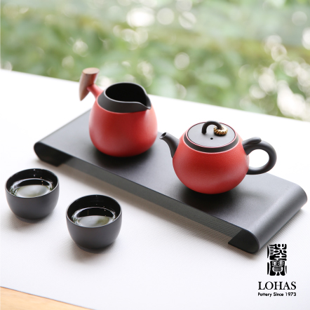 陸宝 Lohas Pottery 茶器 陸寶LOHAS Pottery 金喜環茶組金環手繪胡桃木茶具組