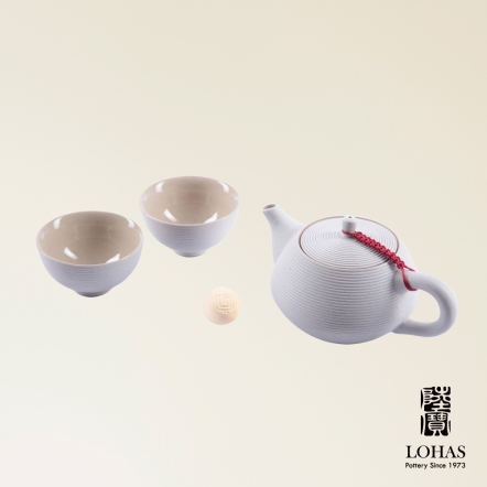 陸寶LOHAS Pottery 旋轉壺自在茶組仿石旋紋對杯茶具組