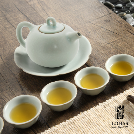 【汝窯 圓珠壺茶組】一壺兩杯 / 一壺一海六杯