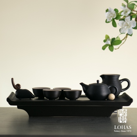 【書香博古茶禮-禪風黑】一壺一海四杯+茶則+茶盤