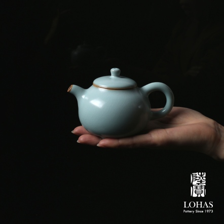 中国 汝窯 天青釉 茶入 茶壷 蓋・袱紗付 時代箱 M R4570の通販