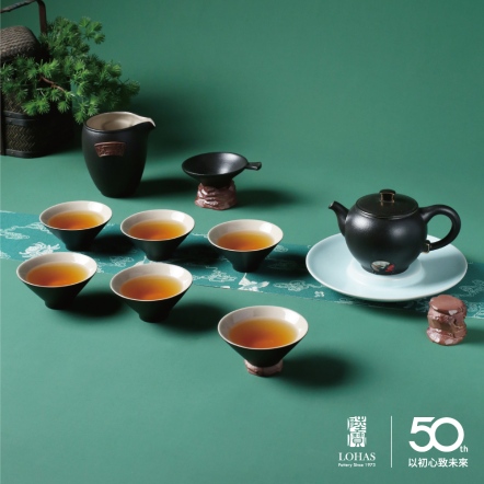 【居山水茶禮】禪風黑 一壺一海六杯+茶濾+蓋置 +壺承