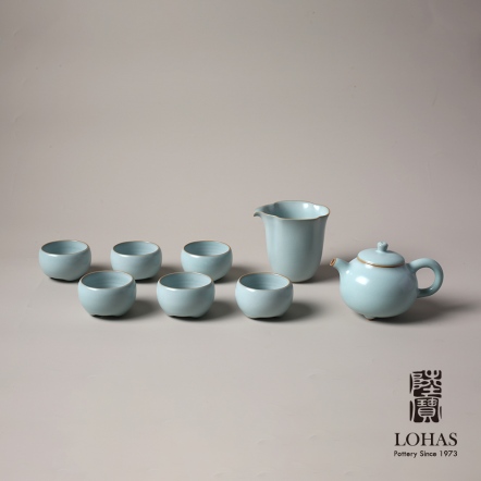【汝窯 三足壺茶組】一壺一海六杯