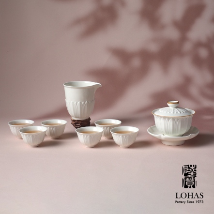 【蓮華蓋碗茶組】一蓋碗一茶海六杯