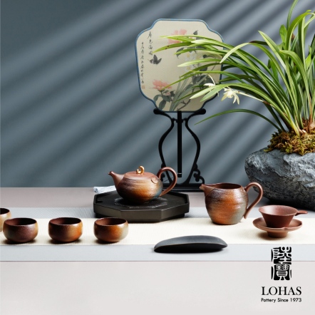 【山海佳境茶組】 一壺一海六杯+茶濾+壺承 原礦陶