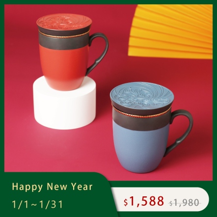 【金喜環蓋杯】一杯一蓋一茶格 手繪金線 雙色工藝