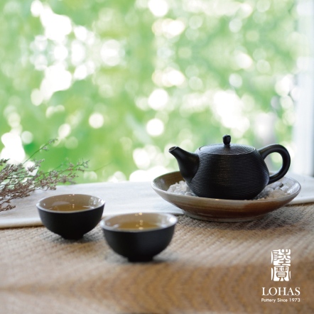 陸寶LOHAS Pottery 旋轉壺自在茶組仿石旋紋對杯茶具組